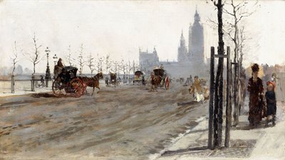 Victoria Embankment, Londyn, 1875 autorstwa Giuseppe or Joseph de Nittis