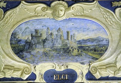 Elci, z serii kartuszów przedstawiających wizerunki rezydencji hrabiego Pannochieschi d