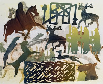 Starożytni podróżnicy, 1995 (monotypia) autorstwa Gloria Wallington