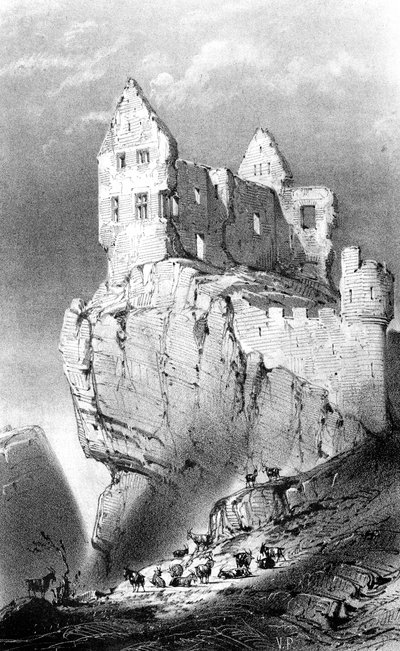 Chateau de Crussol, Saint-Peray, Francja, XIX wiek. autorstwa Godard Q. des Augustins