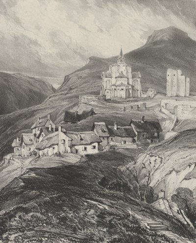 Zewnętrzna absyda kościoła Saint-Nectaire, 1831. autorstwa Godefroy Engelmann