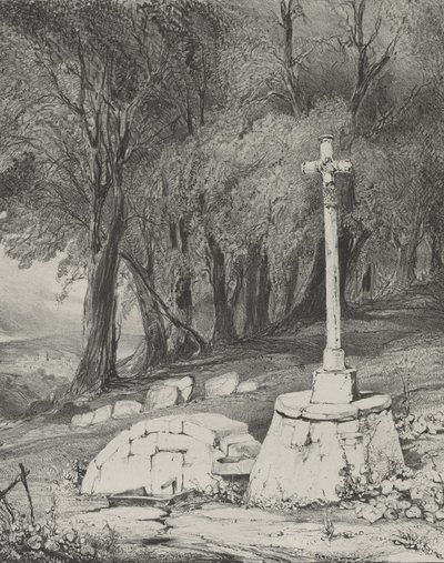 Krzyż na drodze z Clermont do Royal, 1831. autorstwa Godefroy Engelmann