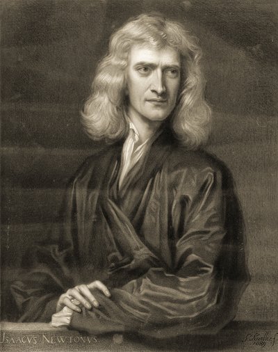 Portret sir Izaaka Newtona autorstwa Godfrey (after) Kneller