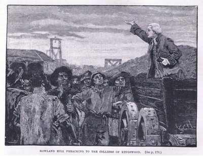 Rowland Hill wygłasza kazanie dla robotników w Kingswood autorstwa Godfrey C. Hindley