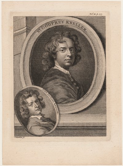 Godfrey Kneller, z „Anegdoty malarstwa” Horacego Walpole’a, rytowane przez Thomasa Chambarsa (1724-89), c.1770 autorstwa Godfrey Kneller