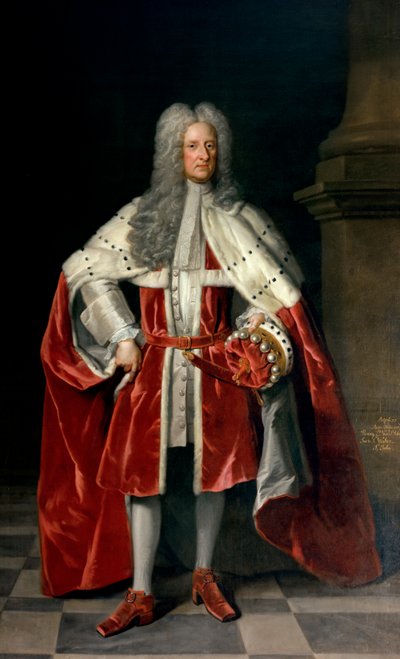 Portret Henryka I wicehrabiego św. Jana (1652-1742) w szatach koronacyjnych, 1727 autorstwa Godfrey Kneller