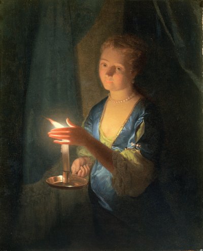 Pani trzymająca świecę autorstwa Godfried Schalcken