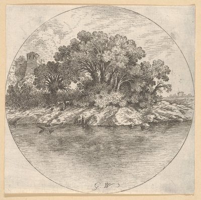 Krajobraz z drzewami nad wodą.n.d. autorstwa Goffredo Wals