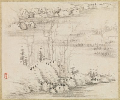Krajobrazy i drzewa, ca. 1679. autorstwa Gong Xian