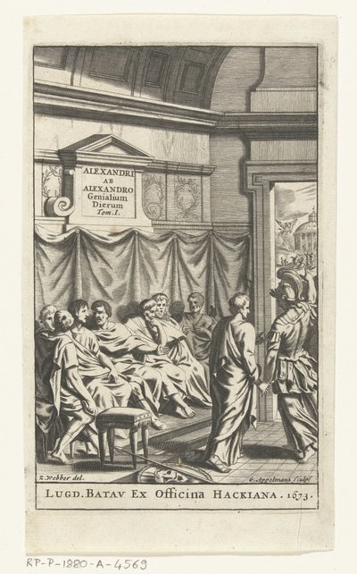 Titelpagina voor Alexander ab Alexander, Genialium dierum, deel 1, 1673 autorstwa Gonsales Appelmans (attributed to)