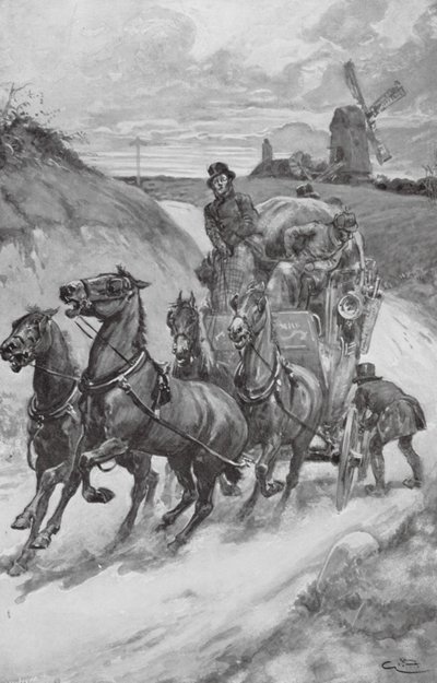 Trener sceniczny w dawnych czasach (litografia) autorstwa Gordon Frederick (after) Browne