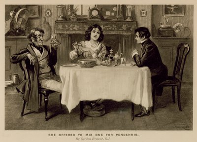 Ilustracja do Historii Pendennis autorstwa Thackeraya (lito) autorstwa Gordon Frederick (after) Browne