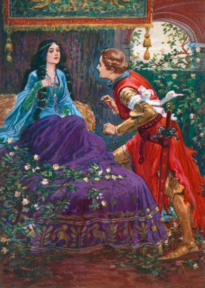 Książę i Śpiąca Królewna (kolorowa litografia) autorstwa Gordon Frederick (after) Browne