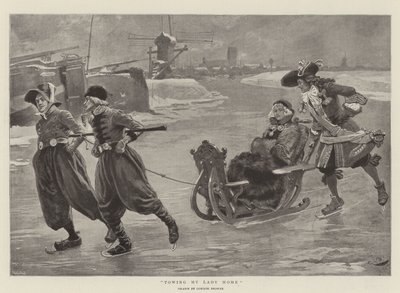 Holowanie My Lady Home (lito) autorstwa Gordon Frederick (after) Browne