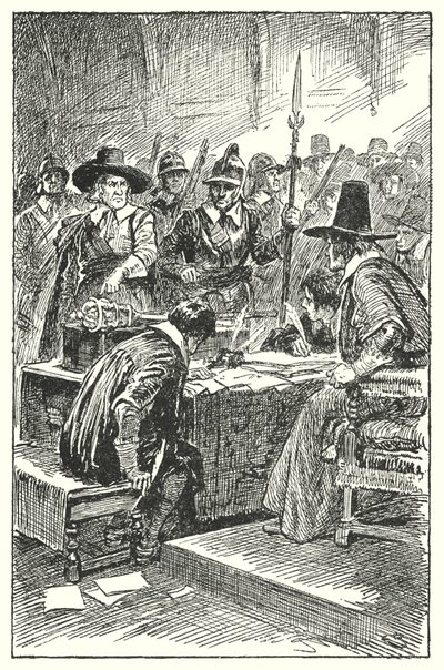 Cromwell wyrzuca Długi Parlament (lito) autorstwa Gordon Frederick Browne