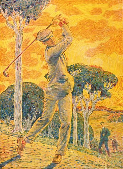Golf, ilustracja na okładce do Vie au Grand Air, 15 września 1919 (kolor grawerowany) autorstwa Gordon Frederick Browne