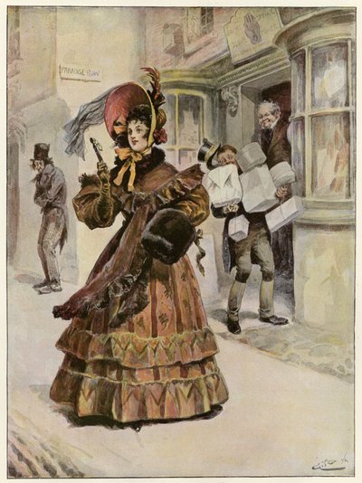 Lady Belinda idzie na zakupy, żeby kupić jej prezenty na Boże Narodzenie autorstwa Gordon Frederick Browne