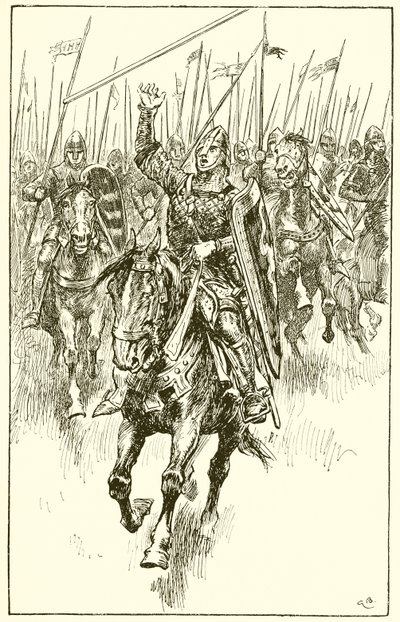 Normanowie szarżujący w bitwie pod Hastings autorstwa Gordon Frederick Browne