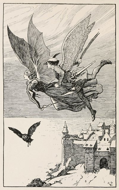 Towarzysz podróży leciał za nią, z Bajek Hansa Andersona, pub 1919 (rycina) autorstwa Gordon Frederick Browne