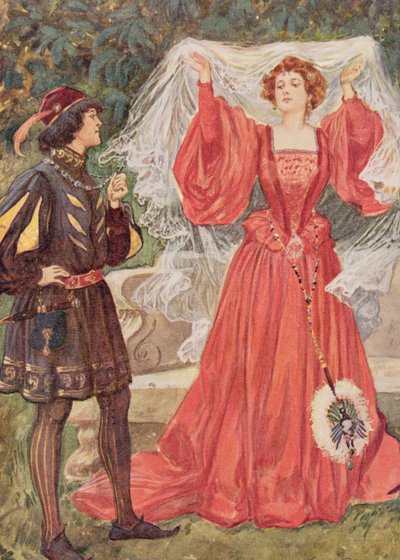Altówka i Olivia w Wieczór Trzech Króli z „Opowieści dziecięcych z Szekspira” Edith Nesbit (1858-1924) wyd. Raphael Tuck und Sons Ltd., Londyn (ilustracja książkowa) autorstwa Gordon Frederick Browne