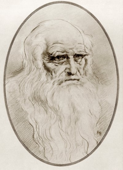 Leonardo di ser Piero da Vinci, z Żywych biografii wielkich malarzy autorstwa Gordon Ross
