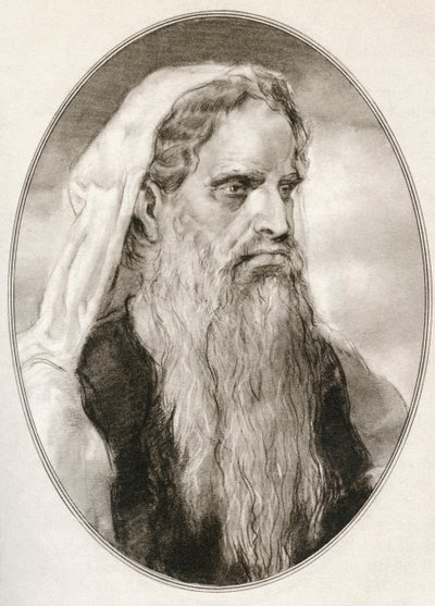 Mojżesz, prorok w religiach Abrahamowych, przywódca Izraelitów i prawodawca, z Żywych biografii przywódców religijnych autorstwa Gordon Ross