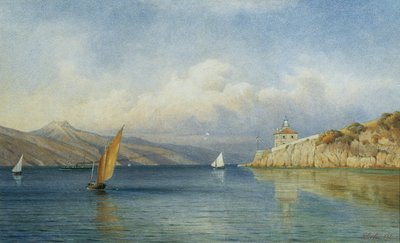 Latarnia morska Prestenizza na wyspie Cherso autorstwa Gottfried Seelos