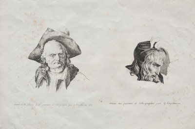 Zbiór esejów litograficznych: Dwie głowy, 1816. autorstwa Gottfried or Godefroy Engelmann