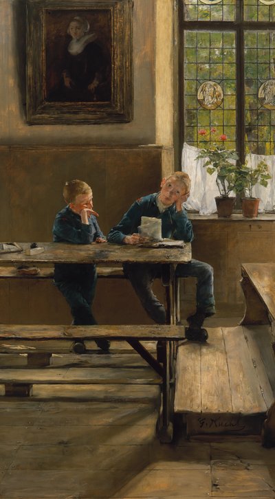W sierocińcu, ok. 1886 (olej na płycie) autorstwa Gotthardt Johann Kuehl