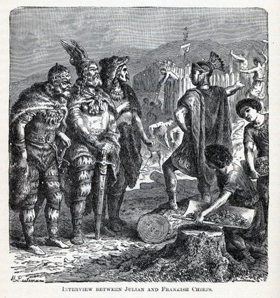 Wywiad między Julianem i Frankami Chiefs, 1882 autorstwa Gottlob Heinrich Leutemann