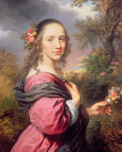 Portret damy w fioletowej sukience autorstwa Govaert Flinck