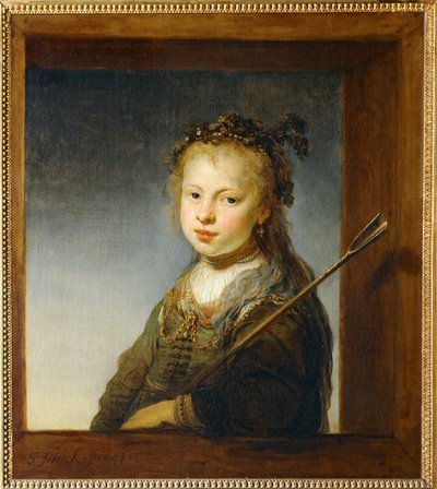 Mała dziewczynka jako pasterka ... autorstwa Govaert Flinck