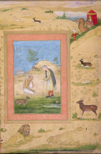 Majnun klęka przed Lailas Messenger, z albumu Shah Jahan autorstwa Govardhan attr. to Govardhan attr. to