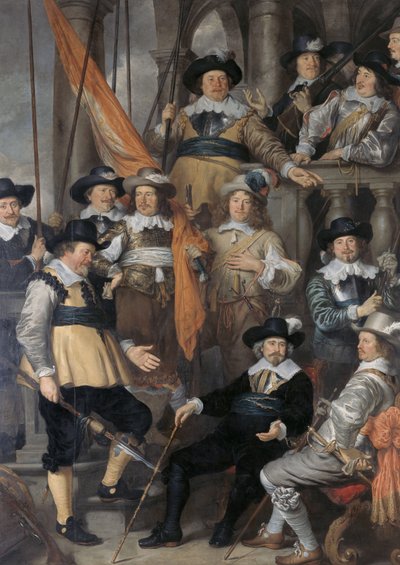 niderlandzki: Schutters van Wijk XVIII pod dowództwem kapitana Alberta Basa i porucznika Lucasa Conijna Kompania kapitana Alberta Basa i porucznika Lucasa Conijna autorstwa Govert Flinck