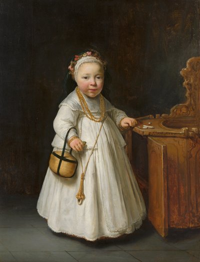 Dziewczyna przy wysokim krześle autorstwa Govert Flinck
