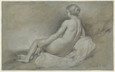 Siedzący akt kobiecy, widziany z tyłu autorstwa Govert Flinck