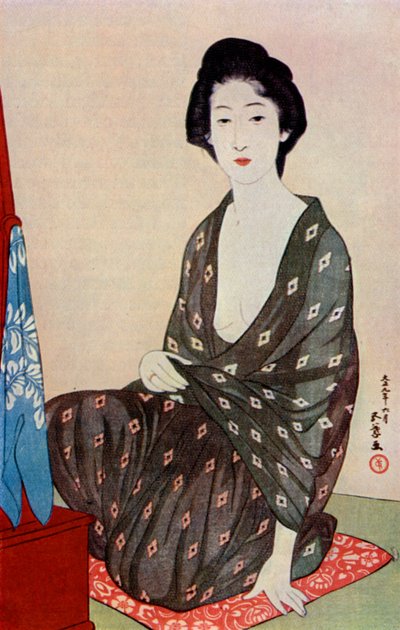 Japonka ubrana w letnie ubrania, 1920 1930. autorstwa Goyo Hashiguchi