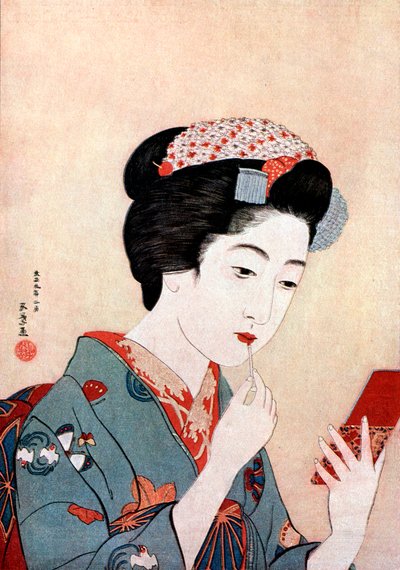 Kobieta z pędzlem Beni, ok. 1900-1921. autorstwa Goyo Hashiguchi