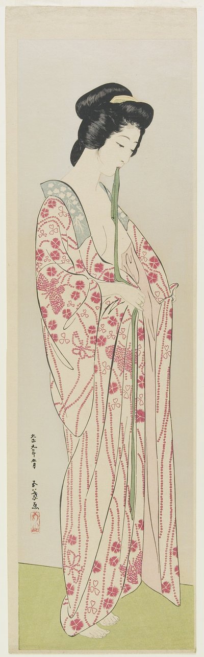 Kobieta w bieliźnie kimono, maj 1920 autorstwa Goyo Hashiguchi