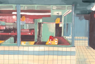 Diner, 2012 (olej na papierze) autorstwa Grace Helmer