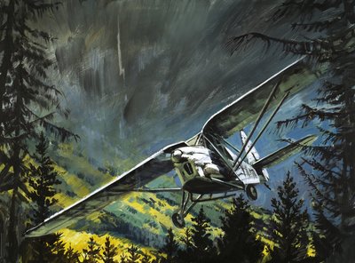 Pionierski pilot Bert Hinkler walczy o kontrolę nad swoim De Havillandem autorstwa Graham Coton