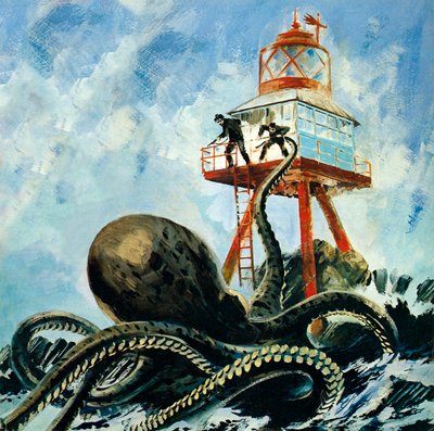 Potwór z Serrana Cay (kolorowa litografia) autorstwa Graham Coton
