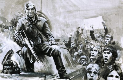 Niezidentyfikowany żołnierz na czołgu autorstwa Graham Coton
