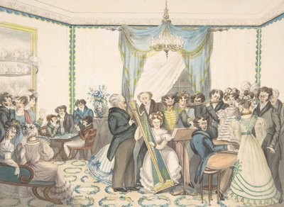 Koncert, 1820-30. autorstwa Granddaughters of Dr. Samuel Parr.