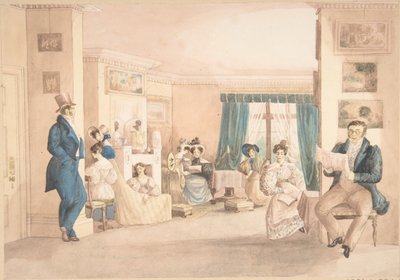 Wnętrze w Hatton, Warwickshire, 1820-30. autorstwa Granddaughters of Dr. Samuel Parr.