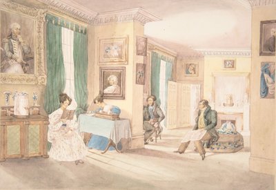 Wnętrze w Hatton, Warwickshire, 1820-30. autorstwa Granddaughters of Dr. Samuel Parr.
