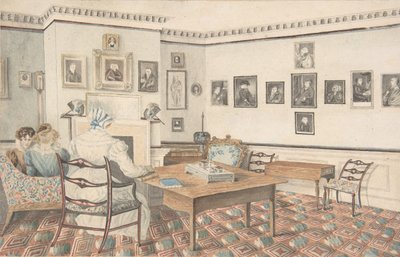 Salon w Hatton, Warwickshire, 1820-30. autorstwa Granddaughters of Dr. Samuel Parr.