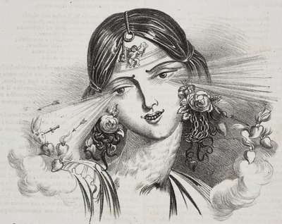 Kobiece piękno, karykatura Jean-Jacques Grandville (1803-1847), litografia Gaetano Riccio z Polioramy Pittoresco, nr 20, 24 grudnia autorstwa Grandville