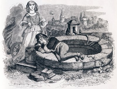 Fortuna i dziecko - Bajki La Fontaine autorstwa Grandville