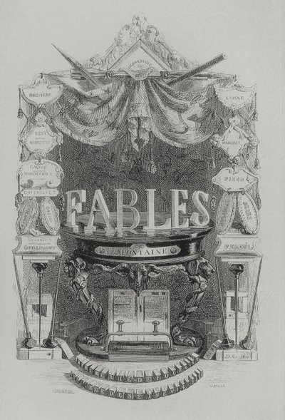 Strona tytułowa Fables de las Fountaine autorstwa Grandville